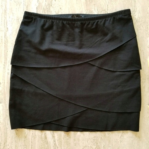New Aqua Front Layered Mini Black Skirt Small